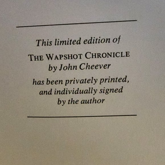 THE WAPSHOT CHRONICLE 1970's Vintage By John Cheever Signed First Editio… - Picture 4 of 9